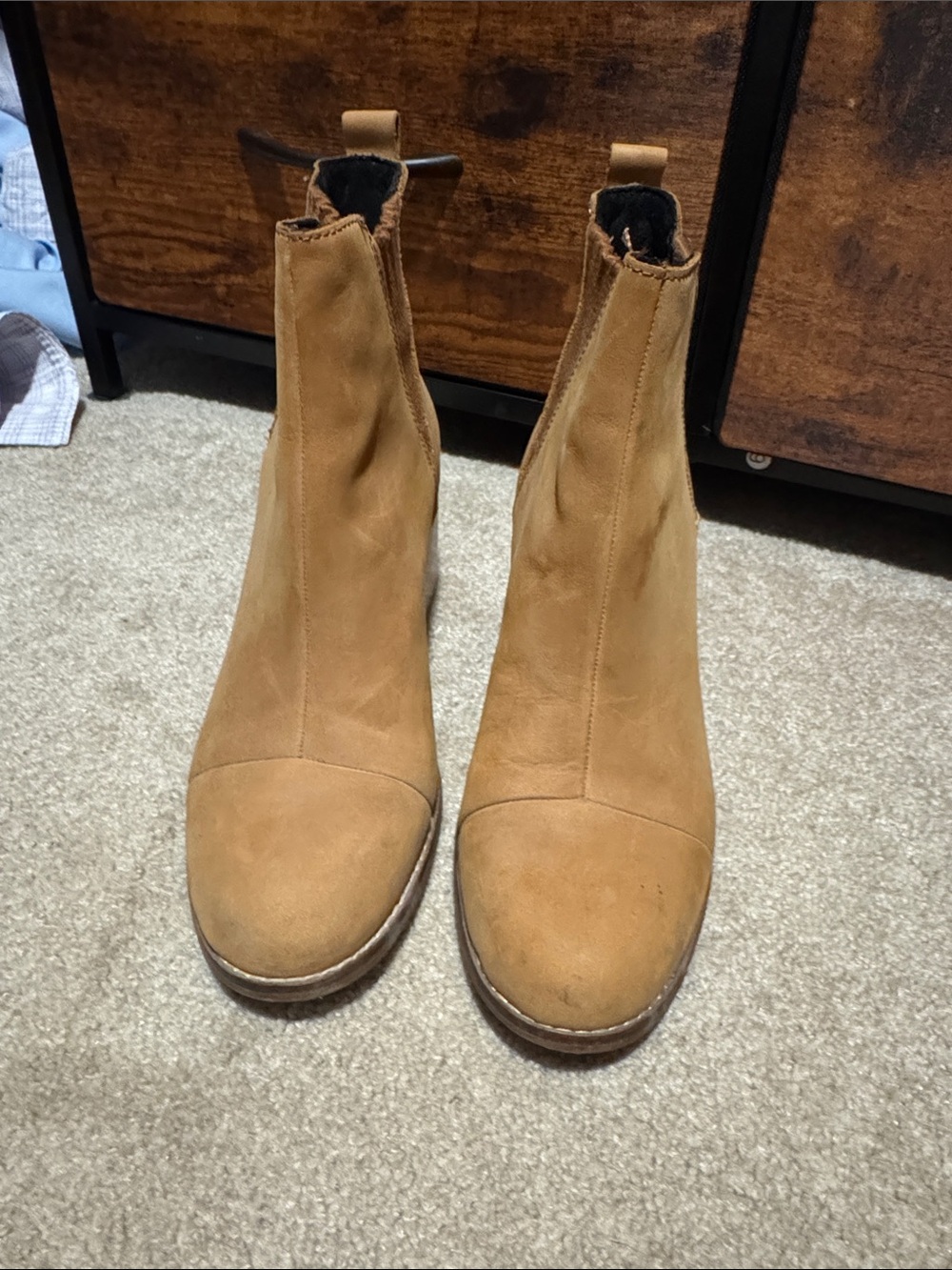 Toms Women's Camel Suede Chelsea Ankle Boots